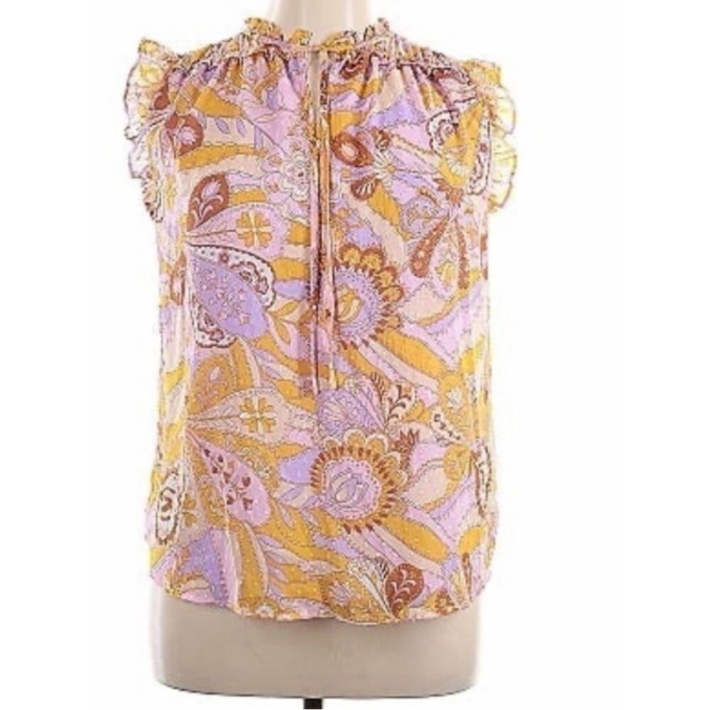 Maison d'Amelie Paisley Blouse Small S Pastel Academia Boho Flutter Sleeve Top